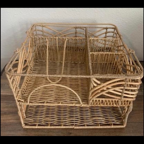 New Large Boho Farmhouse Rattan Caddy - Picture 3 of 5